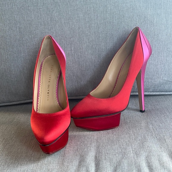 Pink and Red Charlotte Olympia Heels Size 36 - Picture 1 of 6